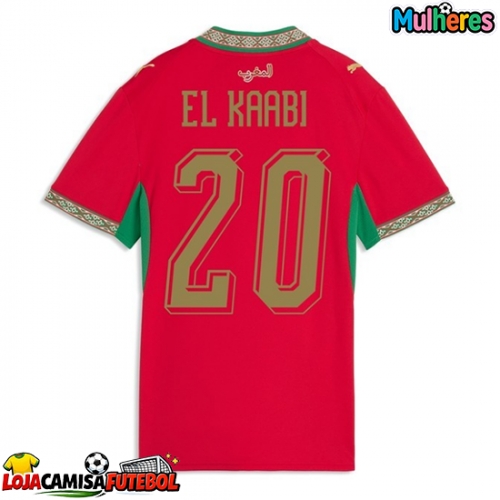 Camisa de Futebol Marrocos Ayoub El Kaabi #20 Equipamento Principal Mulheres Mundo 2026 Manga Curta
